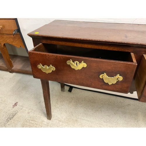 287 - EARLY OAK 3 DRAWER DRESSER WITH 2 PLANK TOP OVER 3 DRAWERS AND CARVED AND SHAPED FREIZE BELOW A/F H3... 