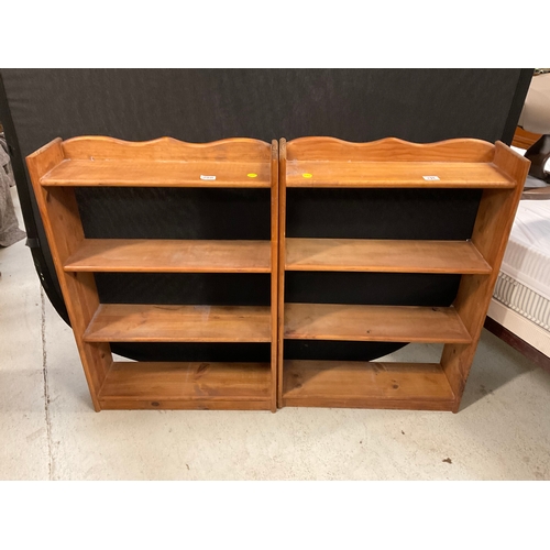 288 - 2 PINE 4 TIER OPEN BOOKSHELVES H35” L25” D8”