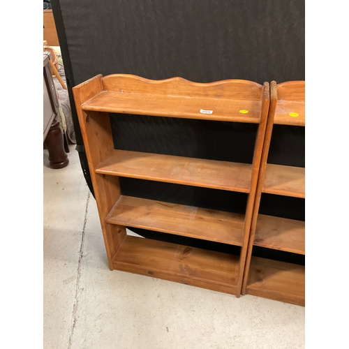 288 - 2 PINE 4 TIER OPEN BOOKSHELVES H35” L25” D8”