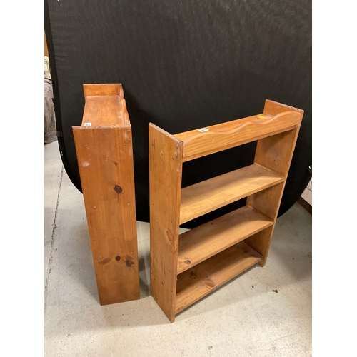 288 - 2 PINE 4 TIER OPEN BOOKSHELVES H35” L25” D8”