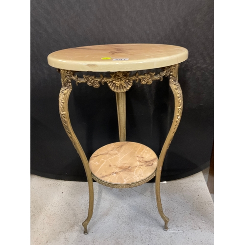 291 - REPRODUCTION MARBLE EFFECT LAMP TABLE H29” DIA18” A/F