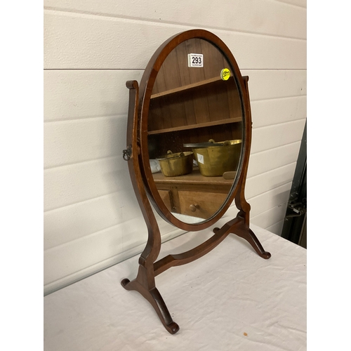 293 - EDWARDIAN MAHOGANY OVAL DRESSING TABLE MIRROR H24”