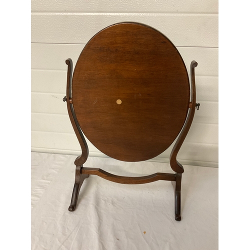 293 - EDWARDIAN MAHOGANY OVAL DRESSING TABLE MIRROR H24”