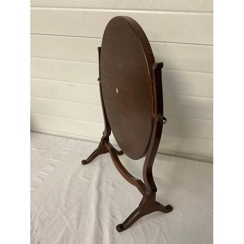 293 - EDWARDIAN MAHOGANY OVAL DRESSING TABLE MIRROR H24”