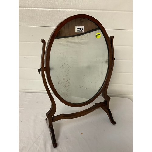 293 - EDWARDIAN MAHOGANY OVAL DRESSING TABLE MIRROR H24”