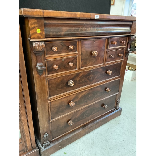 298 - VICTORIAN FLAMED MAHOGANY SCOTTISH BEDROOM CHEST OF LARGE PROPORTIONS WITH 9 DRAWERS TO INCLUDE HAT ... 