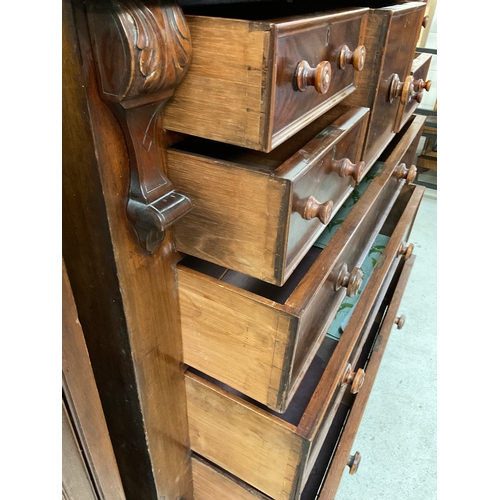 298 - VICTORIAN FLAMED MAHOGANY SCOTTISH BEDROOM CHEST OF LARGE PROPORTIONS WITH 9 DRAWERS TO INCLUDE HAT ... 