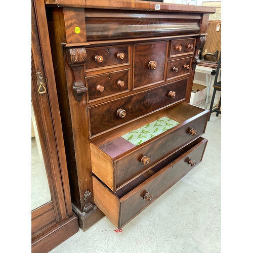 298 - VICTORIAN FLAMED MAHOGANY SCOTTISH BEDROOM CHEST OF LARGE PROPORTIONS WITH 9 DRAWERS TO INCLUDE HAT ... 