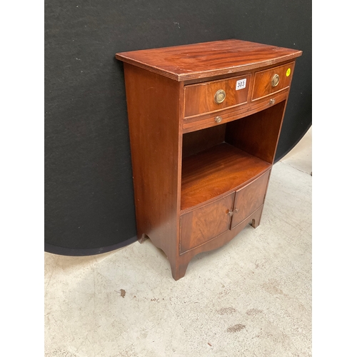 303 - VINTAGE BOW FRONT MAHOGANY HALL CABINET H31” W21” D13”