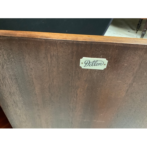 304 - VINTAGE BADGED DILLON WALNUT BEDSIDE CABINET A/F H28” W17” D13”