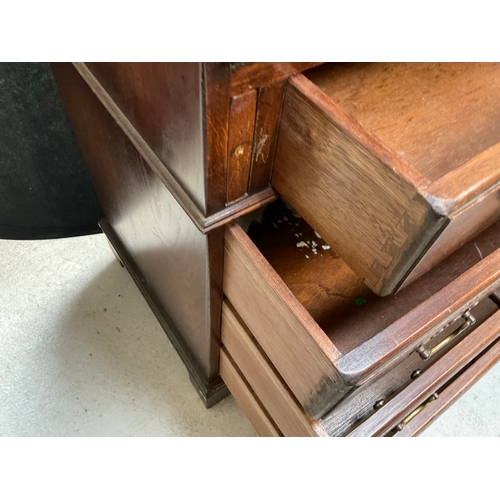 309 - VINTAGE OAK BUREAU WITH FITTED INTERIOR TO TOP A/F H39” W33” D18”