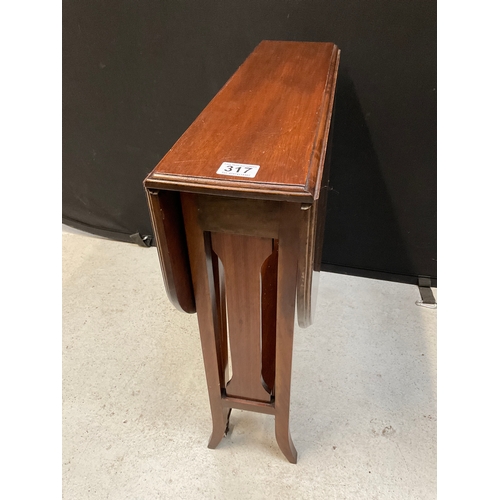 317 - EDWARDIAN MAHOGANY SUTHERLAND TABLE H24”W24”EXT28”D7”