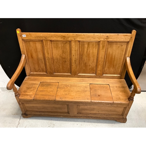 335 - VICTORIAN STRIPPED PINE SETTLE H42”W54”D23”