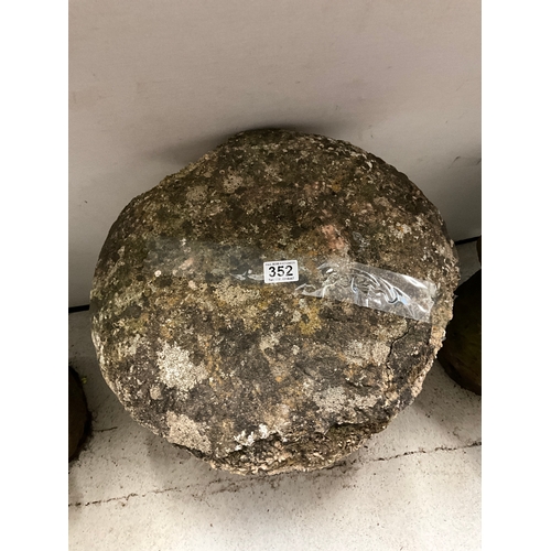 352 - EARLY SANDSTONE SADDLE STONE (TOP CONCRETE) H28”DIA19”