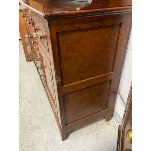 359 - EARLY OAK WITH MAHOGANY CROSS BANDING WELSH DRESSER WITH SHELVED RACK ,BASE WITH 6 DRAWERS AND 2 DOO... 