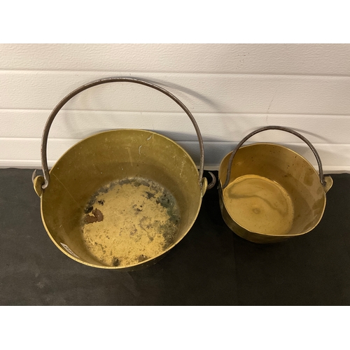 360 - 2 VICTORIAN BRASS JAM PANS