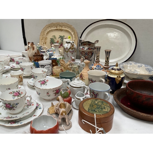 101 - LARGE SELECTION OF CHINA TO INCLUDE CROWN STAFFORDSHIRE TEASET, COALPORT JUG, WELSH COPPER LUSTRE JU... 