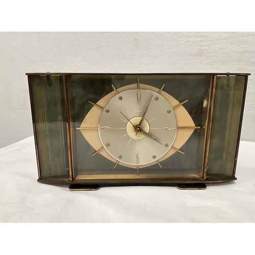 39 - 3  MANTEL CLOCKS TO INCLUDE VINTAGE METAMEC (need rewiring)& 2 OAK CASED MANTEL CLOCKS