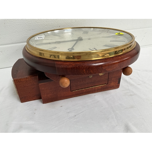 50 - MAHOGANY CASED WALL CLOCK WITH FUSSEE MOVEMENT (NO KEY AND PENDULUM)