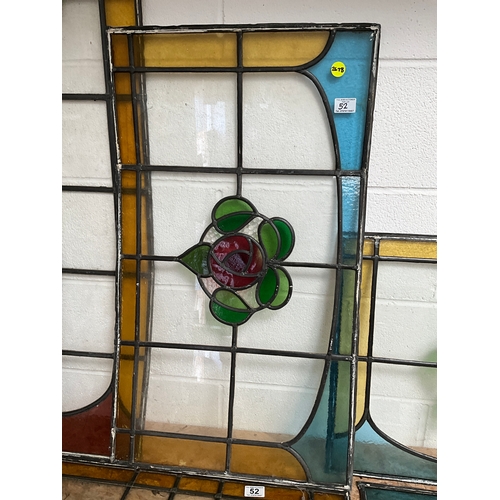 52 - 5 MATCHING LEADED STAINED,COLOURED GLASS WINDOWS 
47” x 23” ,34” x 20” (3) 26” x 20”