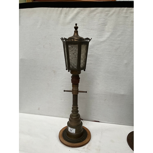 56 - PAIR OF VINTAGE BRASS TABLE LAMPS IN THE FORM OF VICTORIAN STREET LIGHTS H22”