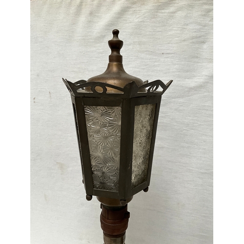 56 - PAIR OF VINTAGE BRASS TABLE LAMPS IN THE FORM OF VICTORIAN STREET LIGHTS H22”