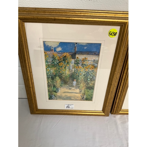 62 - 5 FRAMED PRINTS TO INCLUDE 3 MONET'S