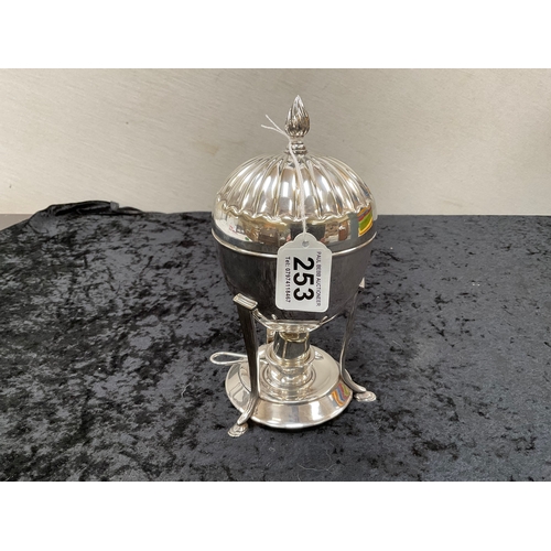 253 - SILVER PLATED EGG CODDLER WITH BURNER H9”