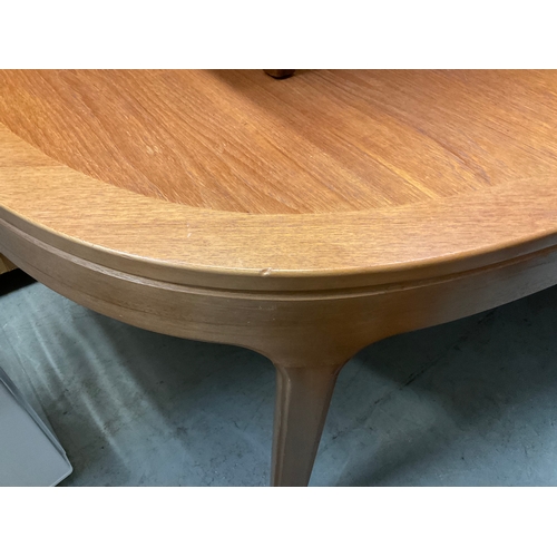 501 - BADGED NATHAN OVAL DINING TABLE H 30” W60” D39” A/F - scratches to top COMPLETE WITH 4 MATCHING CHAI... 