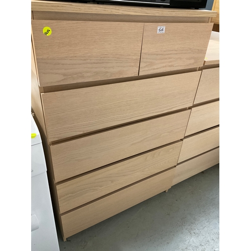 505 - MODERN LIGHT OAK STYLE 2 OVER 4 CHEST OF DRAWERS HH40” W32” D18”