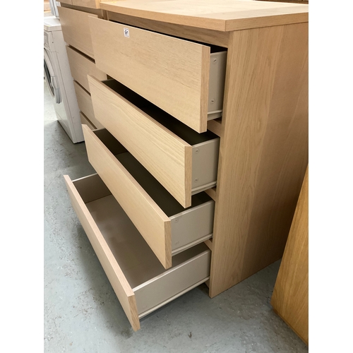 507 - MODERN LIGHT OAK STYLE 4 DRAWER CHEST OF DRAWERS H39” W32” D19”