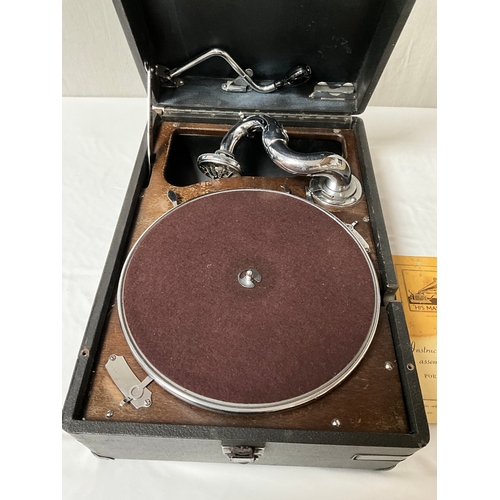 1 - VINTAGE HMV WIND UP GRAMOPHONE MODEL 102 COMPLETE WITH WINDER ORIGINAL INSTRUCTION AND IN WORKING OR... 