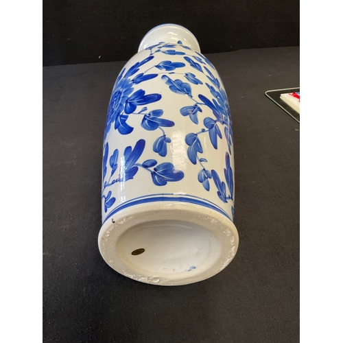 22 - REPRODUCTION CHINESE STYLE BLUE AND WHITE VASE H22”