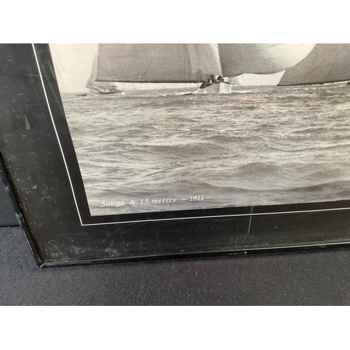 26 - 2 FRAMED SAILING PHOTOGRAPHS BY BEKENS OF COWES - SONYA 1911 AND METEOR IV 1913 
32” x 24”