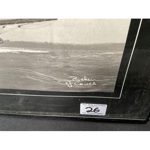 26 - 2 FRAMED SAILING PHOTOGRAPHS BY BEKENS OF COWES - SONYA 1911 AND METEOR IV 1913 
32” x 24”