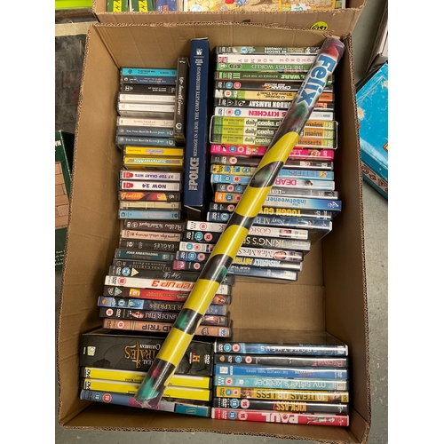 29 - 2 BOXES OF TOYS AND DVD,S ETC