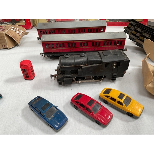 30 - BOX OF COLLECTORS MODEL CARS,TRAINS,TRACK ETC