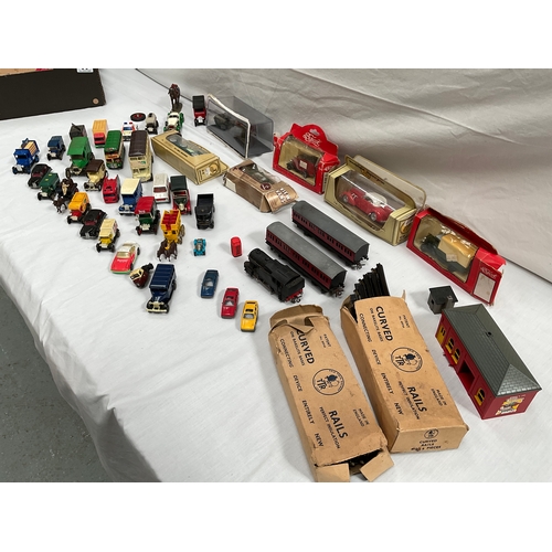 30 - BOX OF COLLECTORS MODEL CARS,TRAINS,TRACK ETC