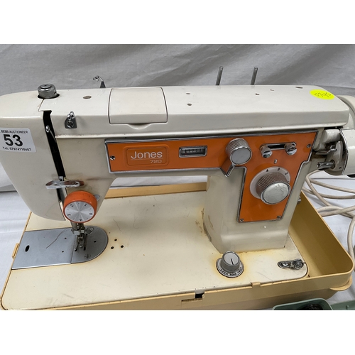 53 - JONES 720 ELECTRIC SEWING MACHINE (NO COVER)