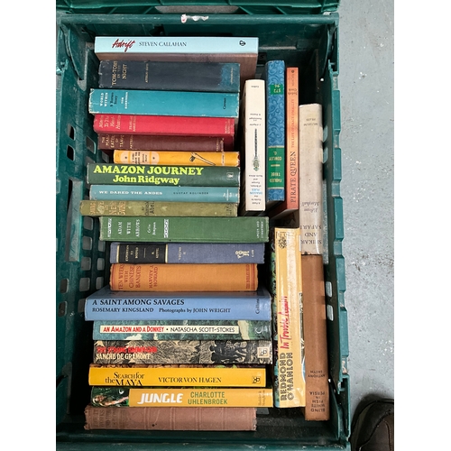 58 - 3 CRATES OF BOOKS TO INCLUDE JUNGLE,AMAZON,BRAZIL,TRIBAL ETC