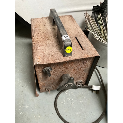 59 - ELECTRIC WELDER WITH RODS AND MASK A/F