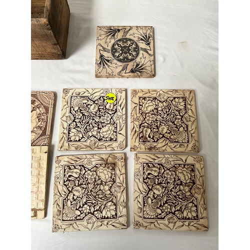 66 - COLLECTION OF VICTORIAN TILES (11)  6” x 6”