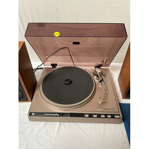 70 - VINTAGE MARANTZ RECORD DECK MODEL 9270Q PAIR OF SPEAKERS (FRONTS MISSING) WITH INSTRUCTION BOOK