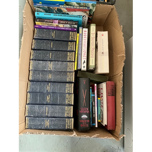 80 - 2 CRATES AND A BOX OF BOOKS TO INCLUDE MASTERPIECE LIBARY OF SHRT STORIES,ADVENTURE AND EXPLORATION ... 