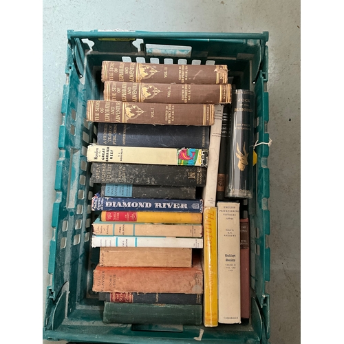 80 - 2 CRATES AND A BOX OF BOOKS TO INCLUDE MASTERPIECE LIBARY OF SHRT STORIES,ADVENTURE AND EXPLORATION ... 