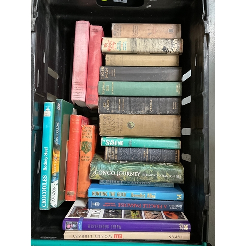 82 - 3 CRATES OF BOOKS TO INCLUDE TRAVEL,JUNGLE,AMAZON,PAPUA NEW GUINEA ETC