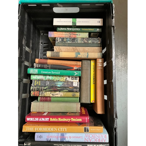 82 - 3 CRATES OF BOOKS TO INCLUDE TRAVEL,JUNGLE,AMAZON,PAPUA NEW GUINEA ETC