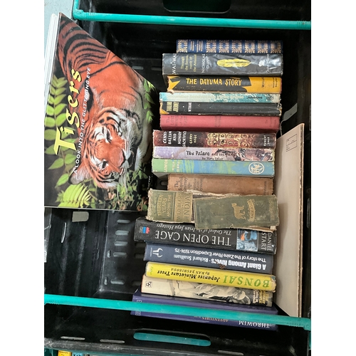 84 - 4 CRATES OF BOOKS TO INCLUDE ANIMALS AND REPTILES ,EXPLORATION,JUNGLE,AMAZON,BORNEO,ETC