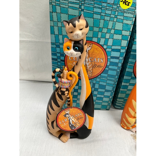 89 - 2 BOXED COOL CATS BY TONI GOFFE - BORDER FINE ARTS