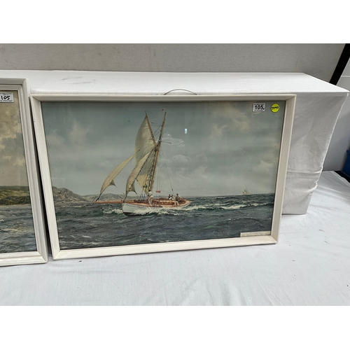 105 - 2 VINTAGE FRAMED SAILING PRINTS (ORIGINAL PAINTINGS BY MONTAGUE DAWSON) FINE WEATHER AND FAIR WIND
3... 